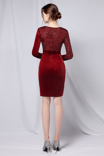 Vestido Curto de Veludo Borgonha